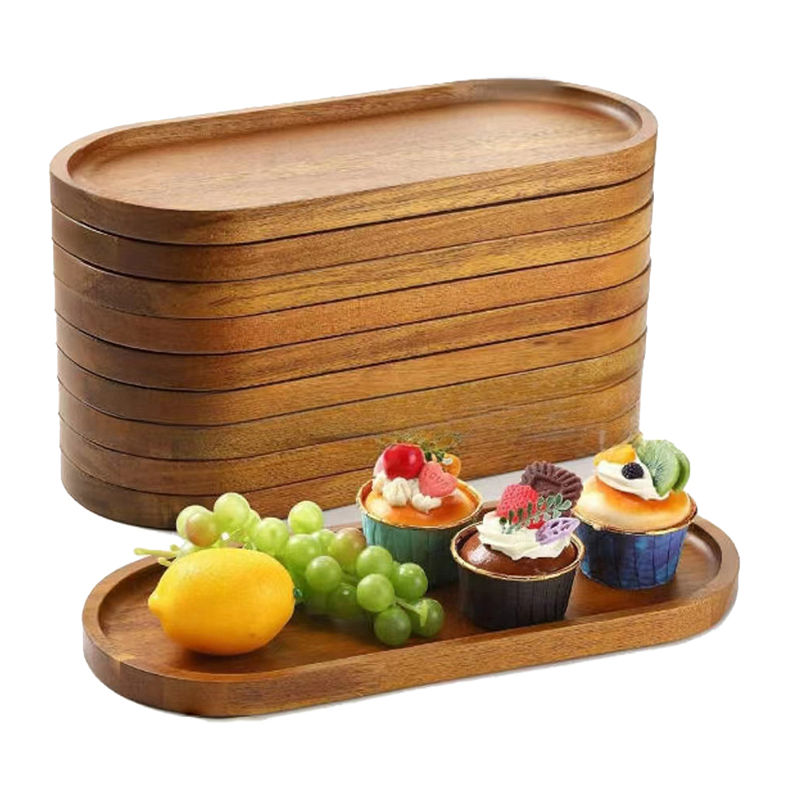 Japanese Snacks - Vajilla redonda de madera maciza, plato