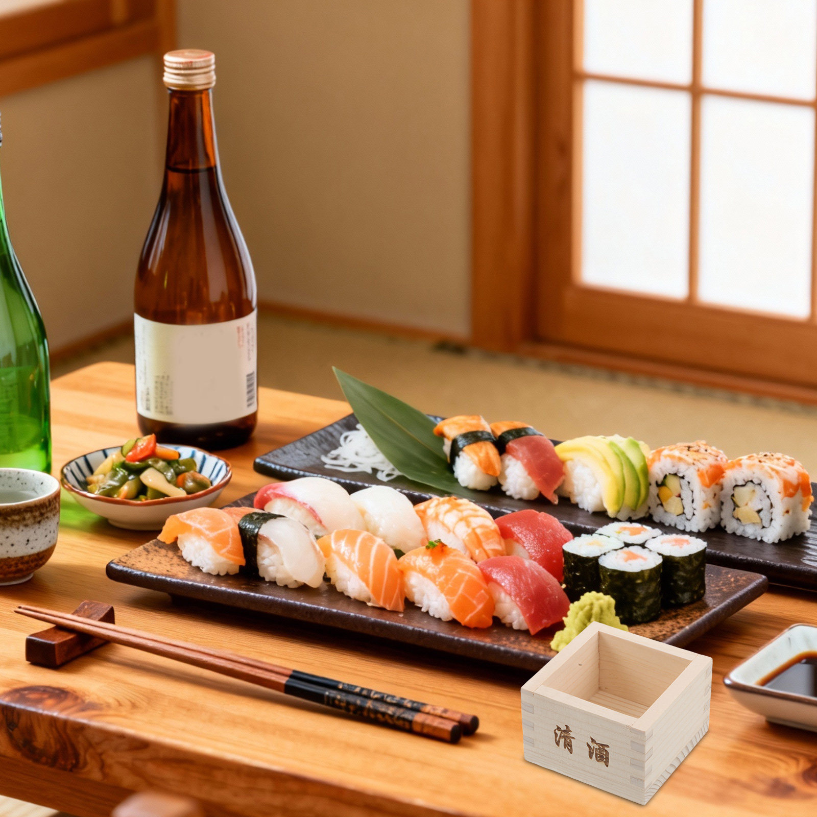 2 cajas de madera para sake, e - Japanese Restaurant Lifestyle reseña y precio